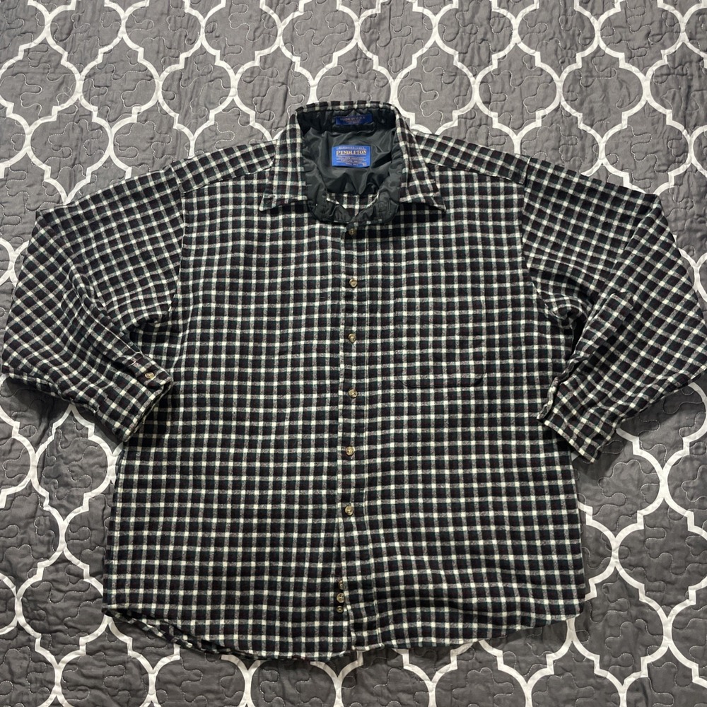 vtg Men's PENDLETON 100% Virgin Wool Button Flannel XL USA Fits Like Medium